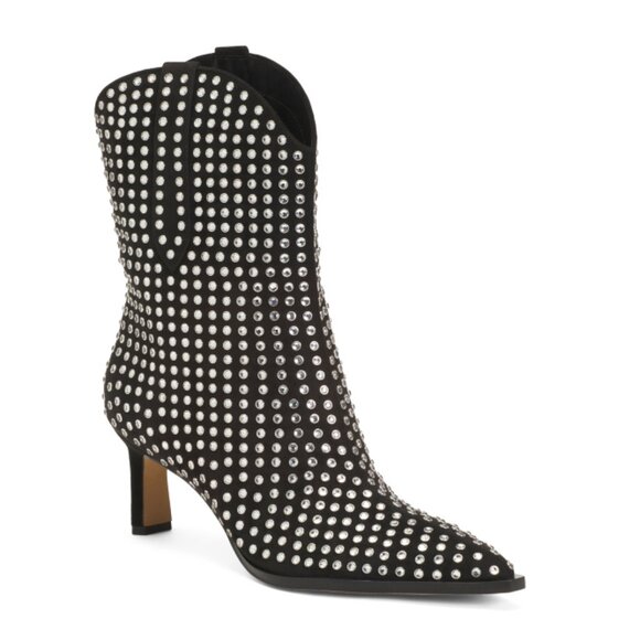 DOLCE VITA Black Crystal Anzel Western Booties